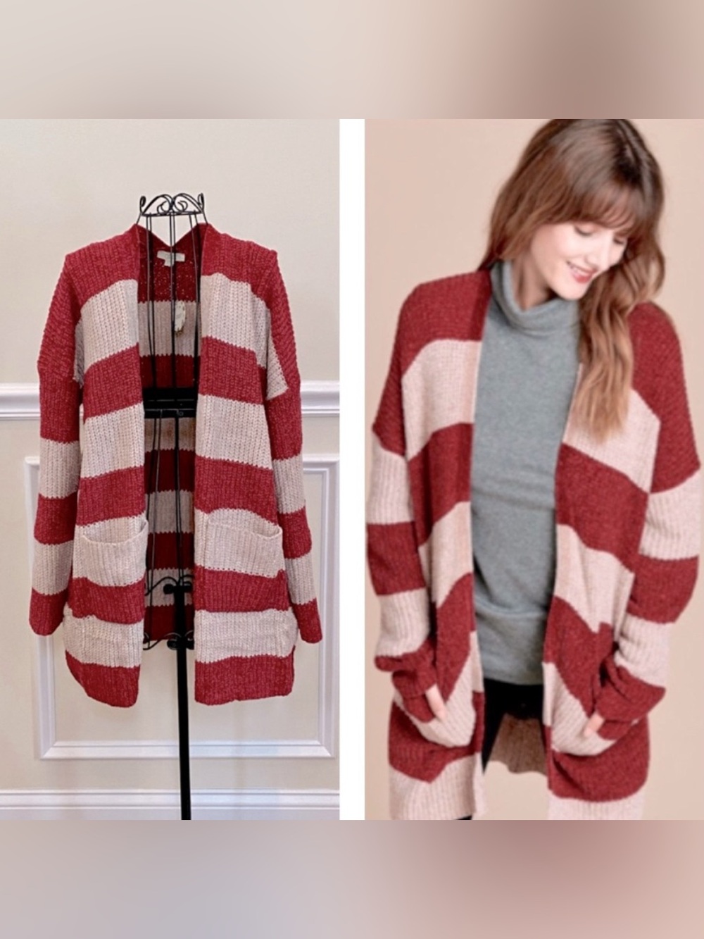ODDI Chenille Colorblock Cozy Cardigan